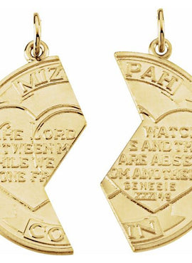 14K Yellow Gold Miz Pah Coin Right Pendant