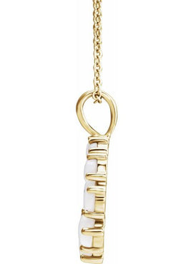 14K White Gold Natural White Opal Halo-Style Pendant
