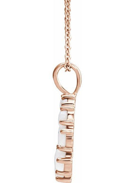 14K White Gold Natural White Opal Halo-Style Pendant