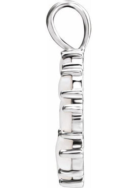 14K White Gold Natural White Opal Halo-Style Pendant