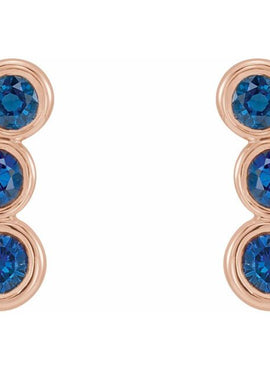 14K White Gold Natural Blue Sapphire Ear Climbers