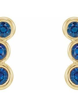14K White Gold Natural Blue Sapphire Ear Climbers