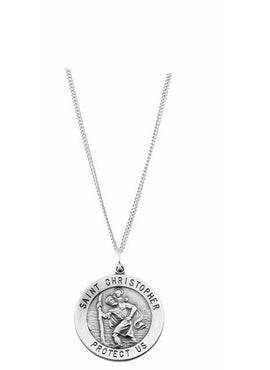 Sterling Silver 15 mm St. Christopher Medal 18” Necklace