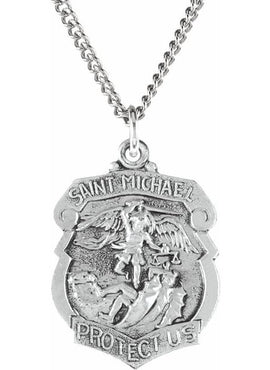 14K White Gold 16.5x14 mm St. Michael Medal