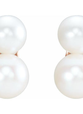 14K White Gold Cultured White Freshwater Pearl Ear Climbers
