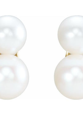 14K White Gold Cultured White Freshwater Pearl Ear Climbers