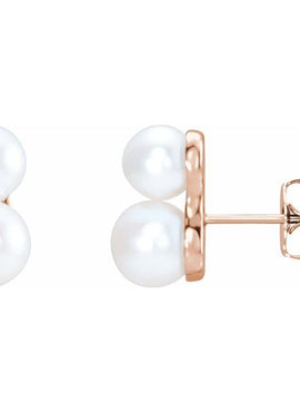 14K White Gold Cultured White Freshwater Pearl Ear Climbers