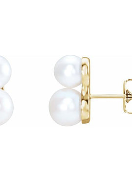 14K White Gold Cultured White Freshwater Pearl Ear Climbers