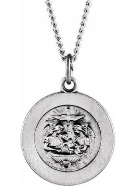 Sterling Silver 15 mm Baptism Medal 18