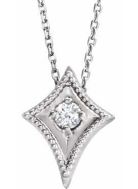 14K White Gold 1/10 CTW Natural Diamond Kite 16-18