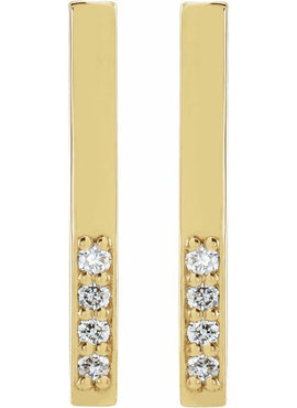 14K White Gold .07 CTW Natural Diamond Bar Earrings