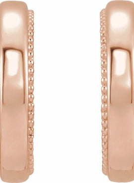 14K White Gold Floral & Milgrain 12.6 mm Hoop Earrings