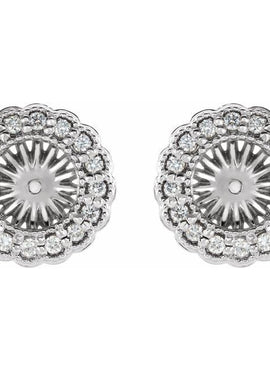 14K White Gold 1/4 CTW Natural Diamond Earring Jackets with 6 mm ID