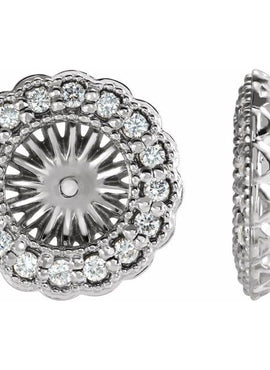 14K White Gold 1/4 CTW Natural Diamond Earring Jackets with 6 mm ID