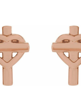 14K White Gold Heart & Cross Earrings