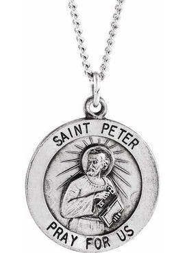 14K Yellow Gold 18 mm Round St. Peter Medal