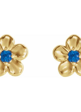 14K White Gold Imitation Mozambique Garnet January Birthstone Flower Earrings