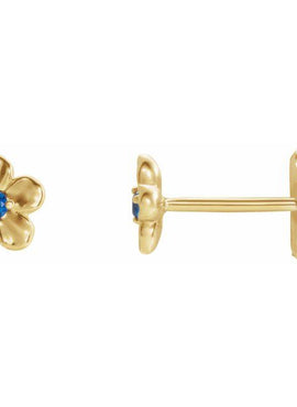 14K White Gold Imitation Mozambique Garnet January Birthstone Flower Earrings