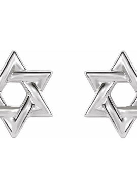 14K White Gold Star of David Earrings