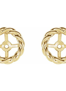 14K White Gold Rope Earring Jackets