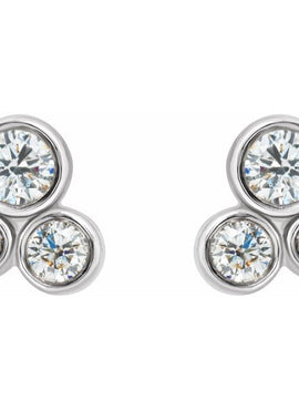 14K White Gold 1/5 CTW Natural Diamond Geometric Cluster Earrings