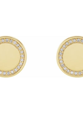 14K White Gold 1/4 CTW Natural Diamond Engravable Earrings