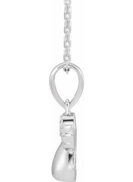 14K White Gold .03 CT Natural Diamond Youth Angel 15