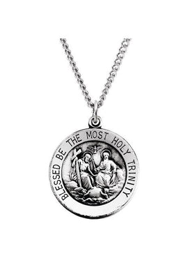Sterling Silver 18 mm Round Holy Trinity 18