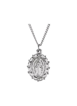 Sterling Silver 13x11 mm Miraculous Medal 18