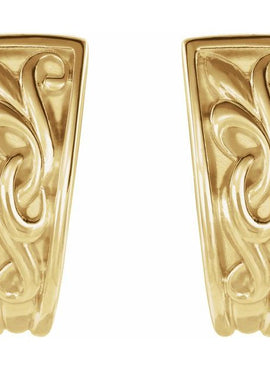 14K White Gold Vintage-Inspired J-Hoop Earrings