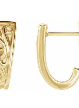 14K White Gold Vintage-Inspired J-Hoop Earrings