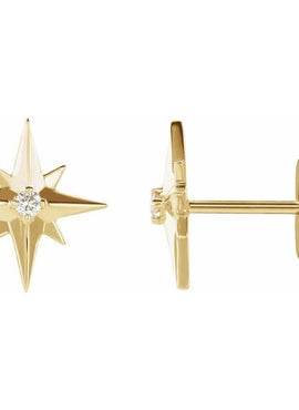 14K White Gold .03 CTW Natural Diamond Star Earrings