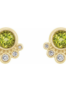 14K White Gold Natural Mozambique Garnet & 1/8 CTW Natural Diamond Earrings