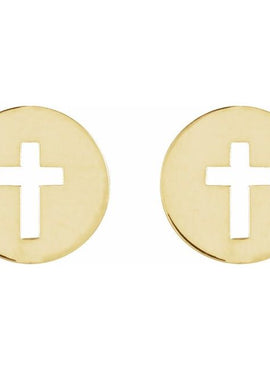 14K White Gold Pierced Cross Earring