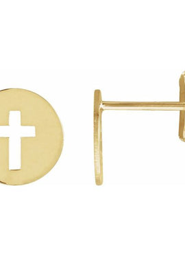 14K White Gold Pierced Cross Earring