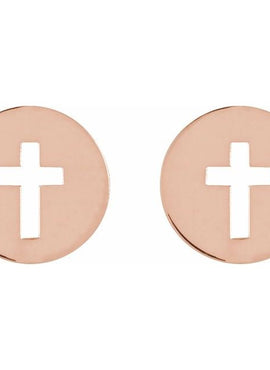 14K White Gold Pierced Cross Earring