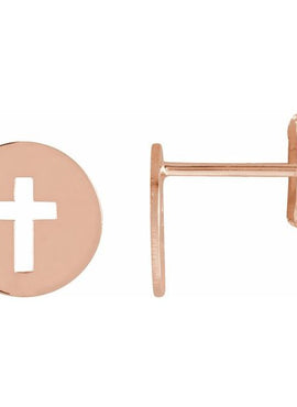 14K White Gold Pierced Cross Earring