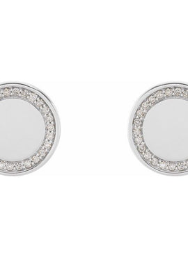14K White Gold 1/4 CTW Natural Diamond Engravable Earrings