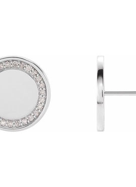 14K White Gold 1/4 CTW Natural Diamond Engravable Earrings