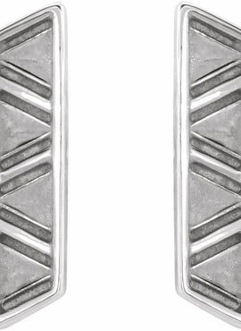 14K White Gold Geometric Earrings