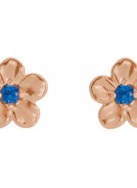 14K White Gold Imitation Mozambique Garnet January Birthstone Flower Earrings