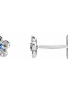 14K White Gold Imitation Mozambique Garnet January Birthstone Flower Earrings