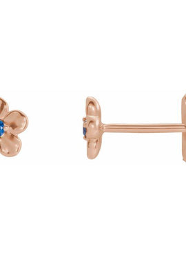 14K White Gold Imitation Mozambique Garnet January Birthstone Flower Earrings