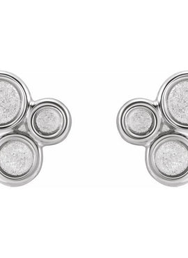 14K White Gold Geometric Earrings