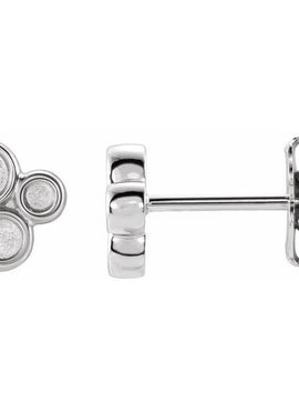 14K White Gold Geometric Earrings