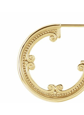 14K White Gold Vintage-Inspired 20 mm Hoop Earrings