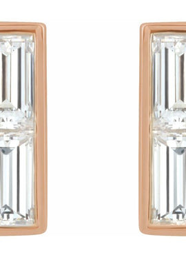 14K White Gold 3/4 CTW Natural Diamond Bar Earrings