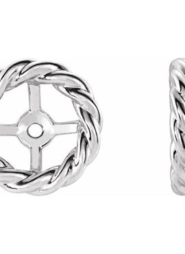 14K White Gold Rope Earring Jackets