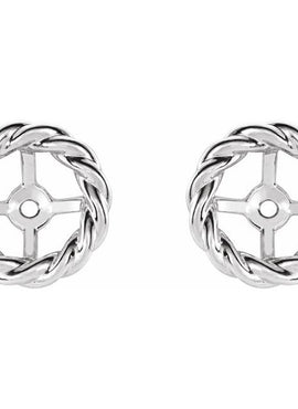 14K White Gold Rope Earring Jackets