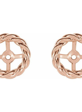 14K White Gold Rope Earring Jackets